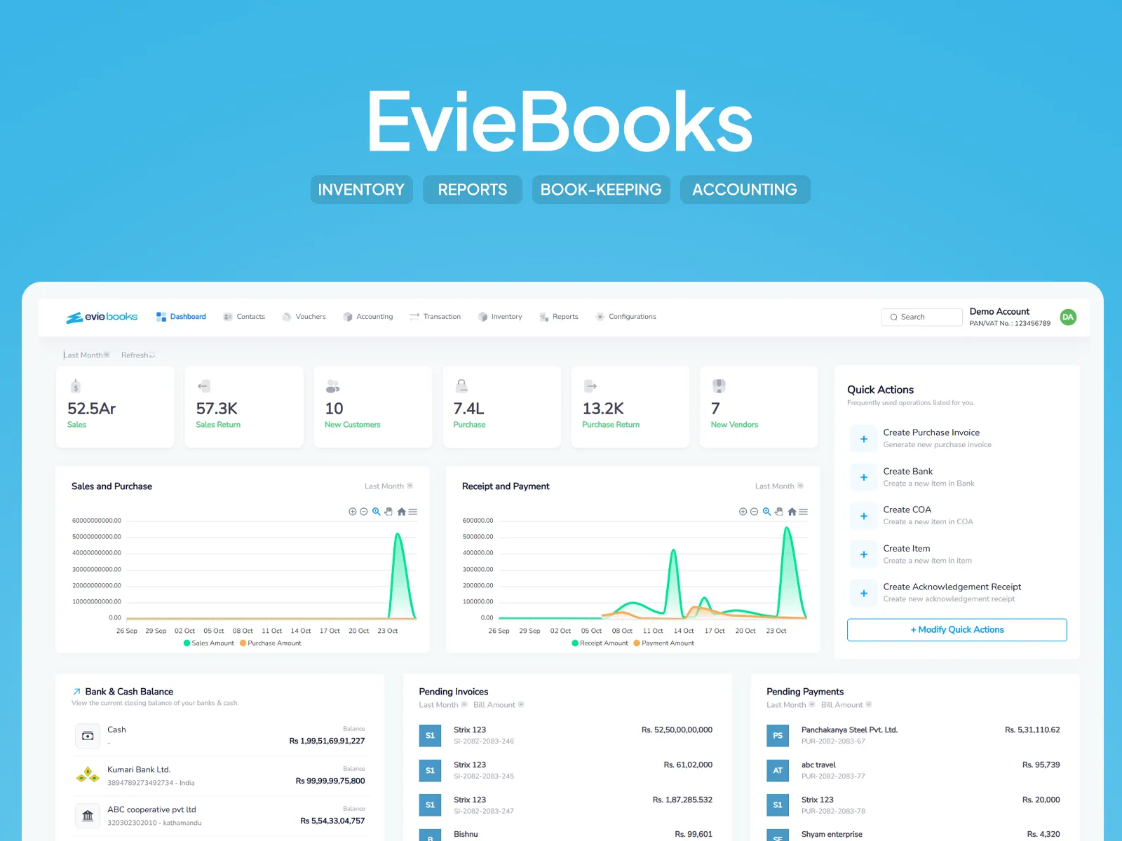 Eviebooks accounting dashboard